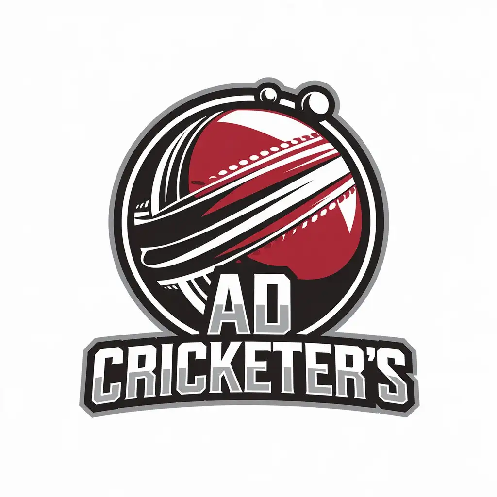 LOGO Design for AD Cricketers Vector Design with Cricket Ball Symbol for Sports Fitness Industry