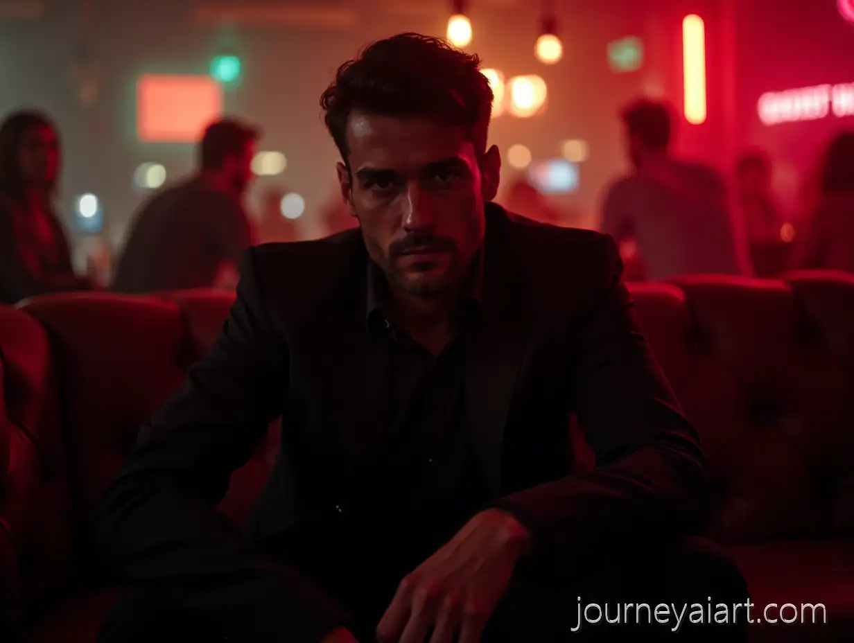 Confident-Mysterious-Man-inMysterious-man-in-bar-Dark-Clothes-at-a-Bar-with-Neon-Lights