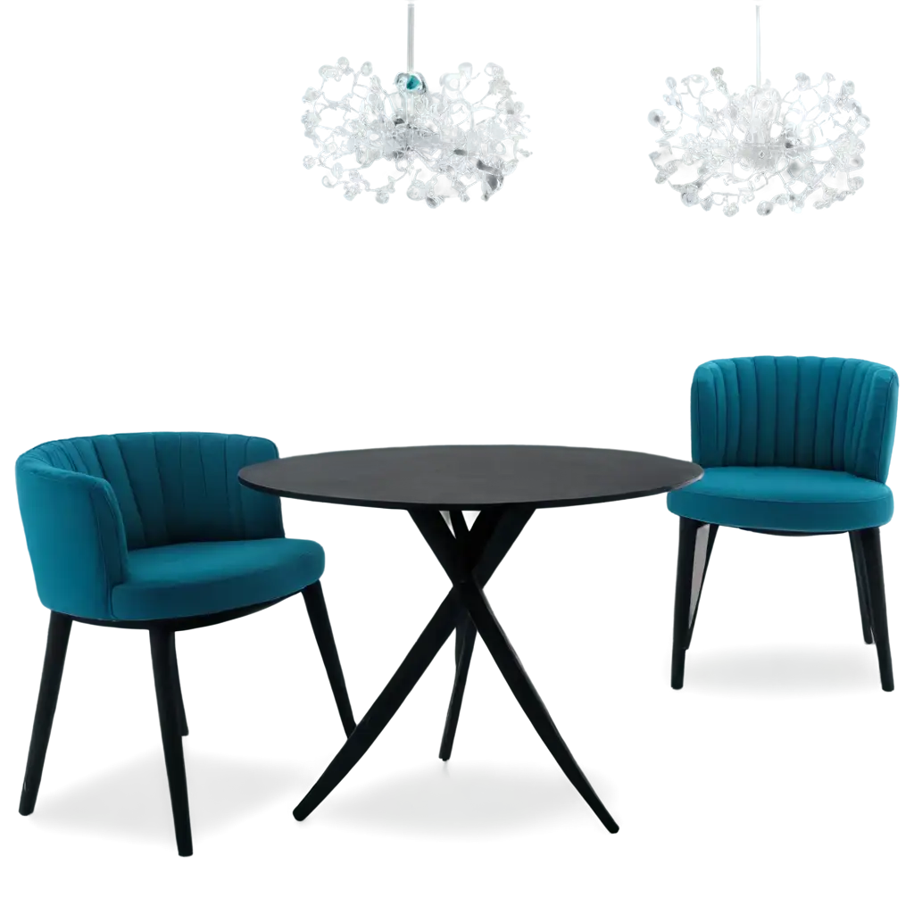 Stylish-Blue-Furniture-and-Black-Chandelier-PNG-Elevate-Your-Designs-with-Quality-Imagery