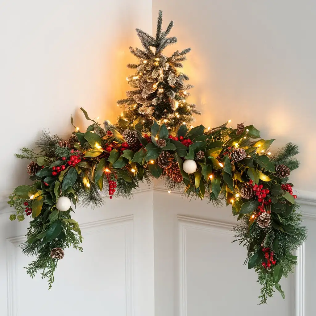 Elegant Holiday Greenery Centerpiece with Christmas Bulbs and Lights