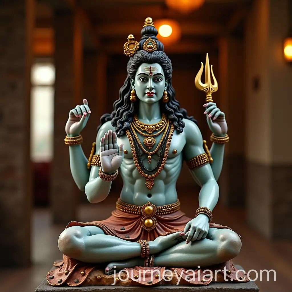 Sacred-Hindu-God-Shiva-Statue-in-Traditional-Setting