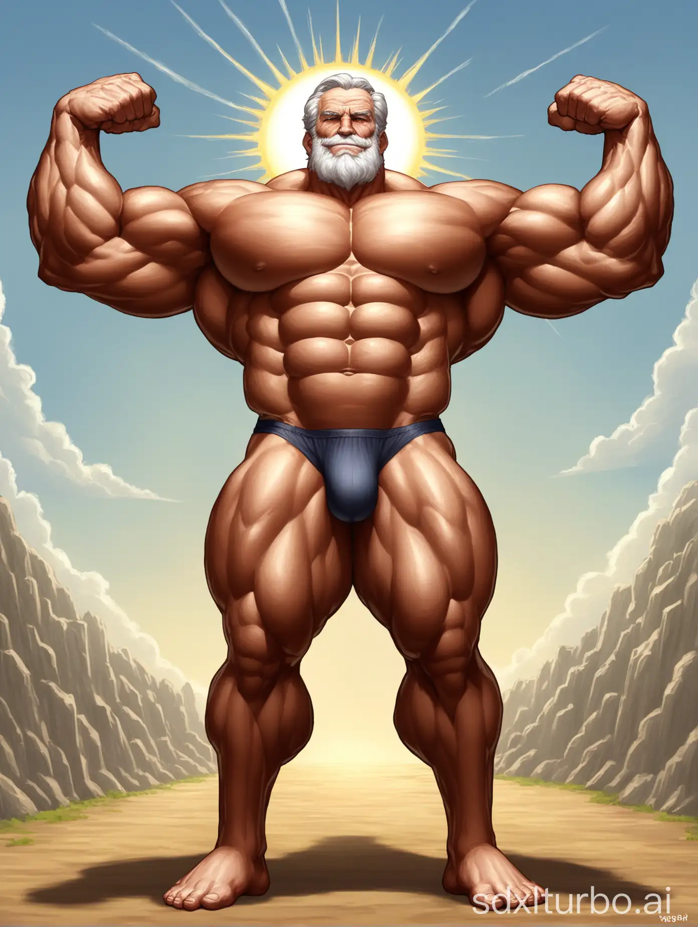 Mighty-Titan-with-Sun-Power-Displaying-Herculean-Physique