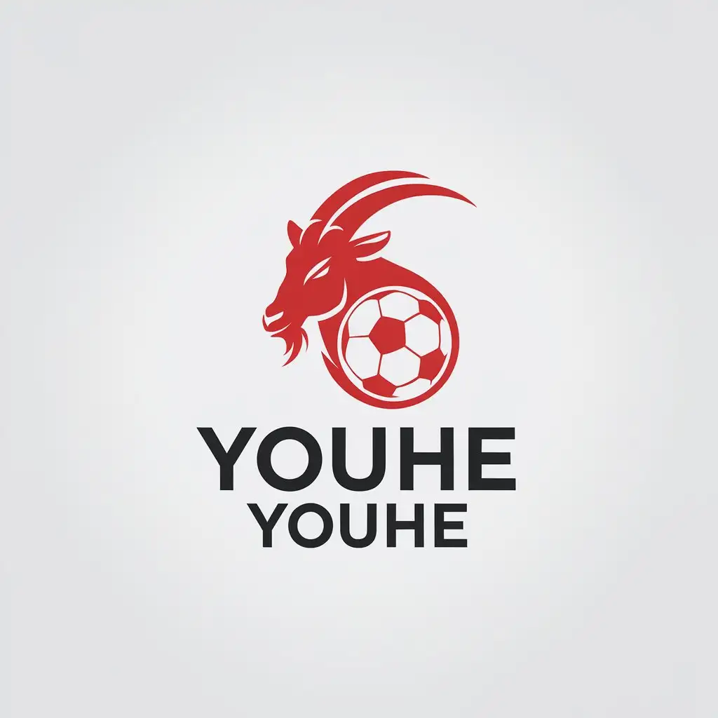 LOGO-Design-for-Youhe-Red-Goat-Head-Soccer-Symbol-with-Minimalistic-Style-for-Sports-Fitness-Industry