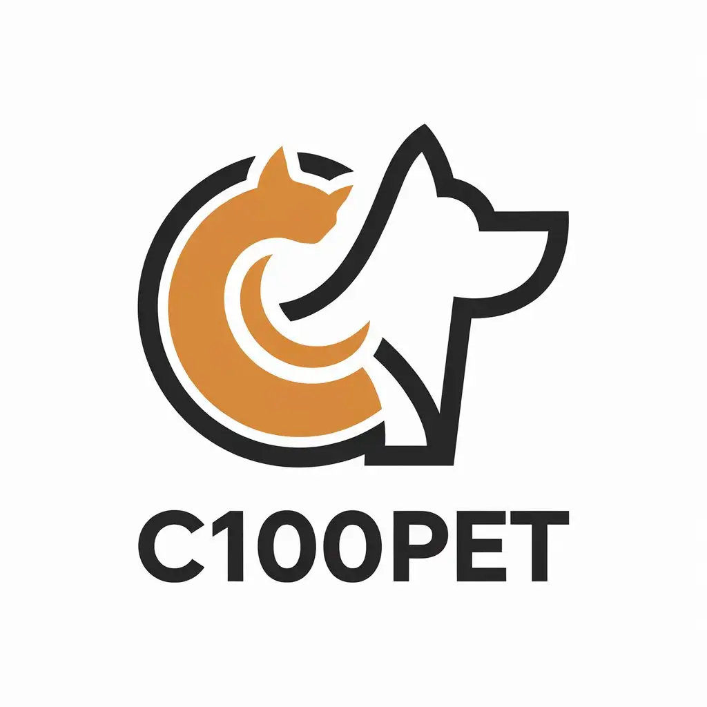 a vector logo design,with the text "C100Pet", main symbol:cat and dog,Moderate,be used in Animals Pets industry,clear background