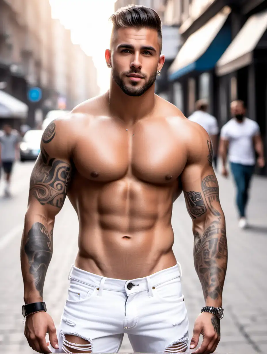 Handsome-Muscular-Man-in-Ripped-Jeans-with-Street-Style-Ink-and-Piercings