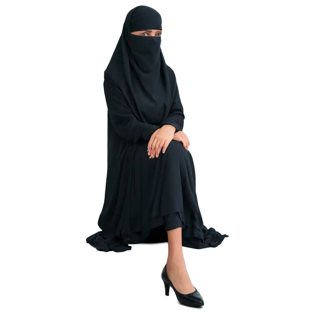 Sad-Moment-Girl-in-Burka-Sitting-on-the-Ground-PNG-Emotional-and-Culturally-Rich-Image