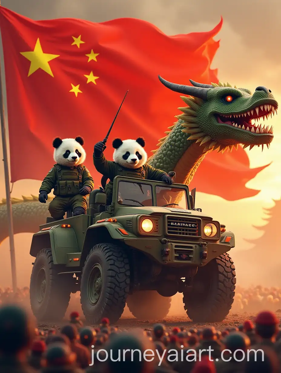 China-Dragon-Force-Military-Pandas-Protecting-the-Crowd-with-Machinery