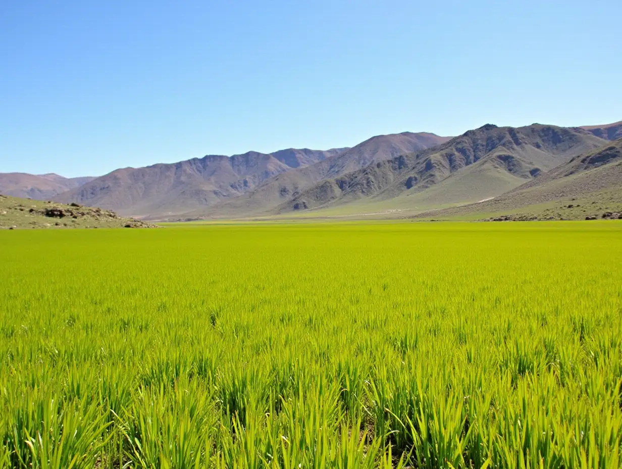 Vibrant-Green-Grass-in-Chilean-Rugged-Landscape