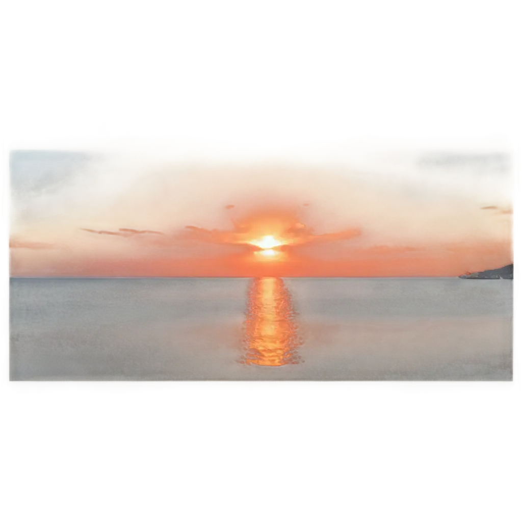 Vibrant-Sun-in-a-Sea-with-Orange-and-Red-Sky-Stunning-PNG-Image-for-Your-Creative-Projects