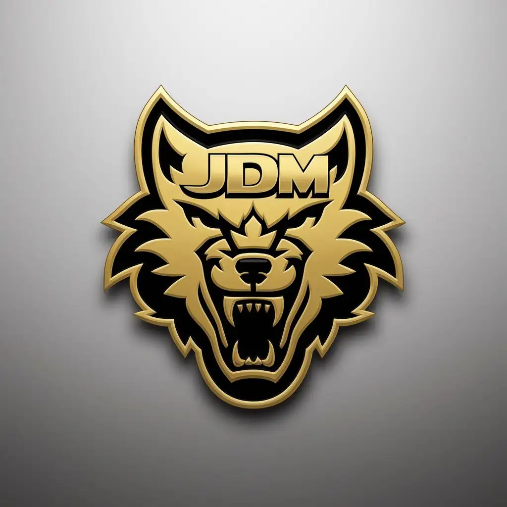 LOGO Design For JDM 3D Gold Wolf Head with Modern Typography