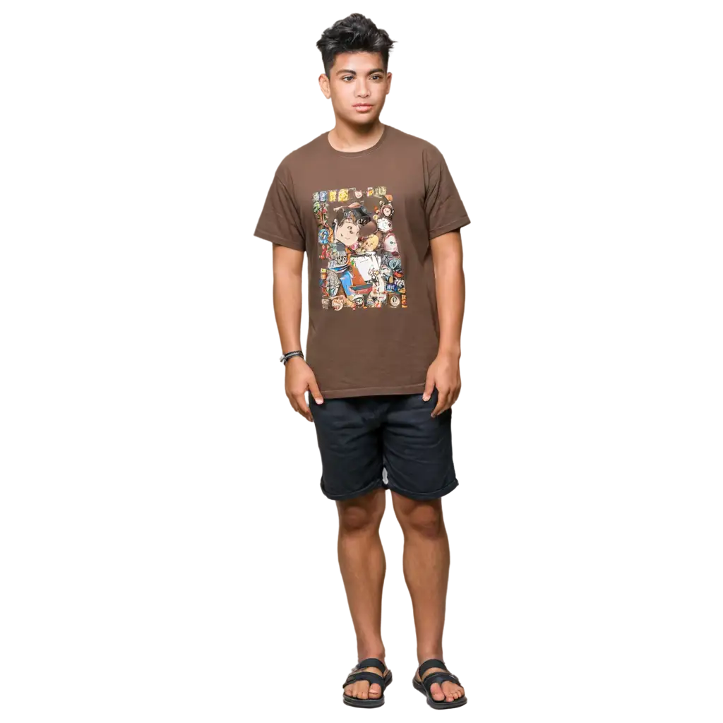 Indonesian-Man-in-Vintage-Shirt-Shorts-and-Sandals-PNG-Image-for-Versatile-Use