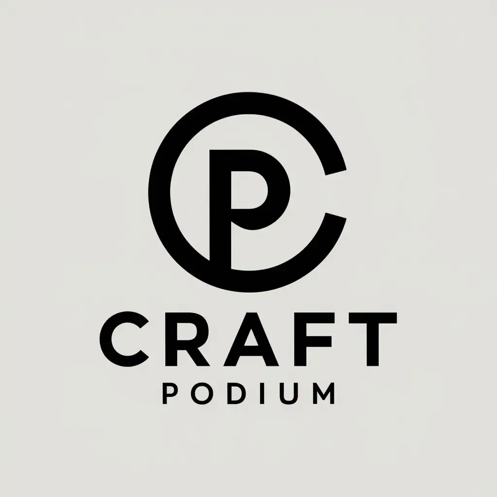 LOGO-Design-For-Craft-Podium-Modern-P-inside-C-Symbol-on-Clear-Background