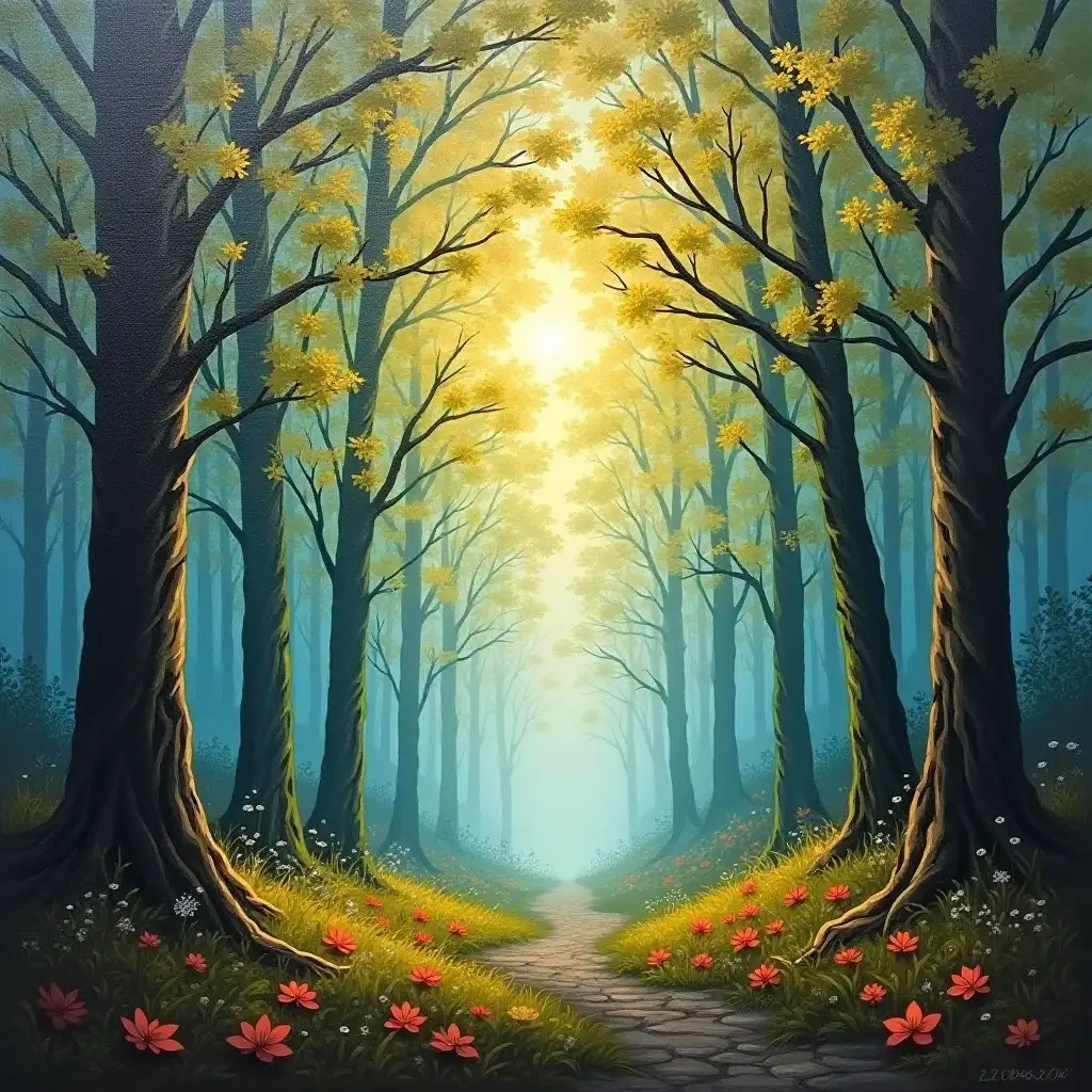 Beautiful-Oil-Painting-of-a-Serene-Forest-Landscape