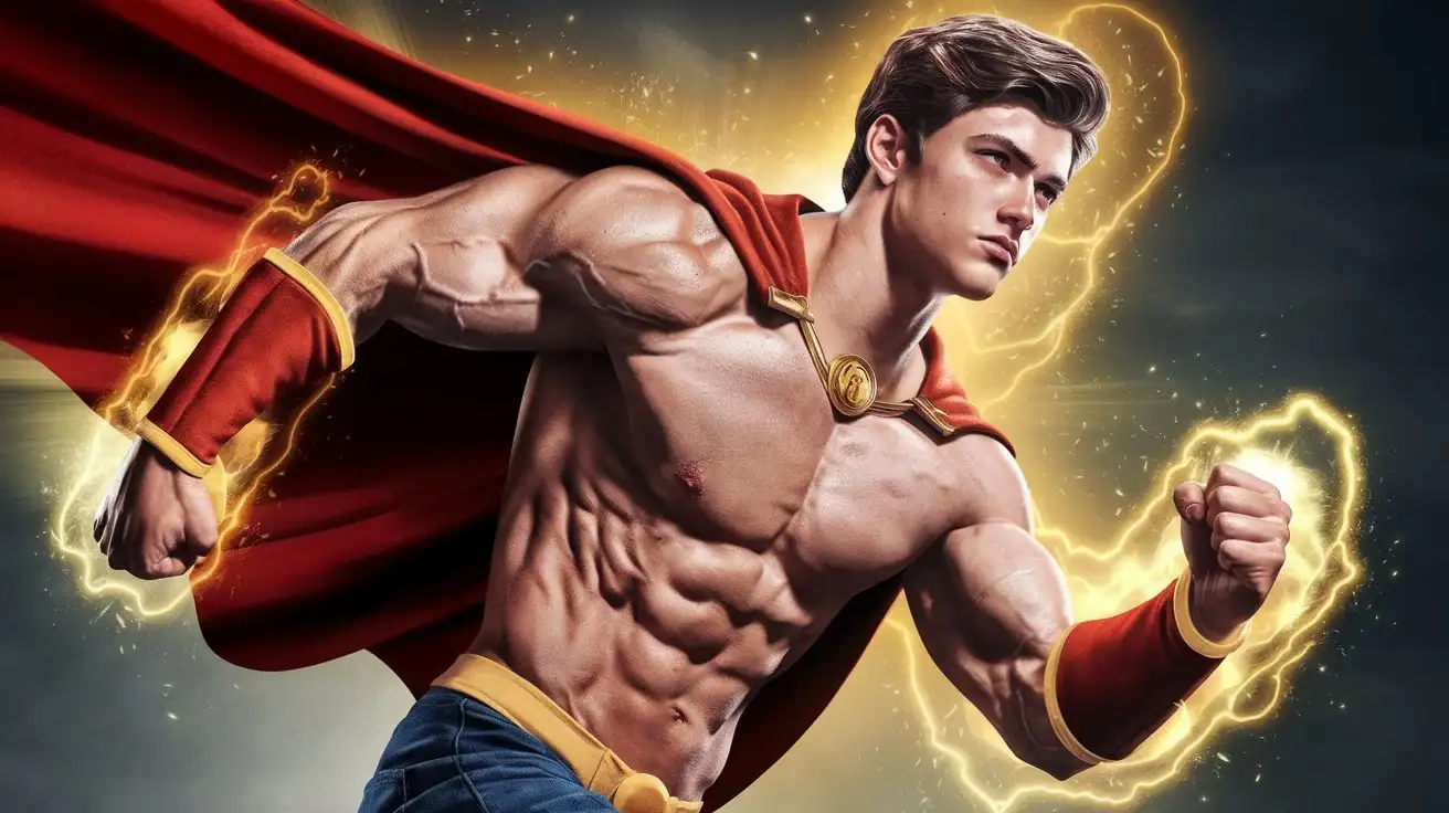 Teenage-College-Student-Transformed-into-a-Superhero-with-Luminous-Golden-Power