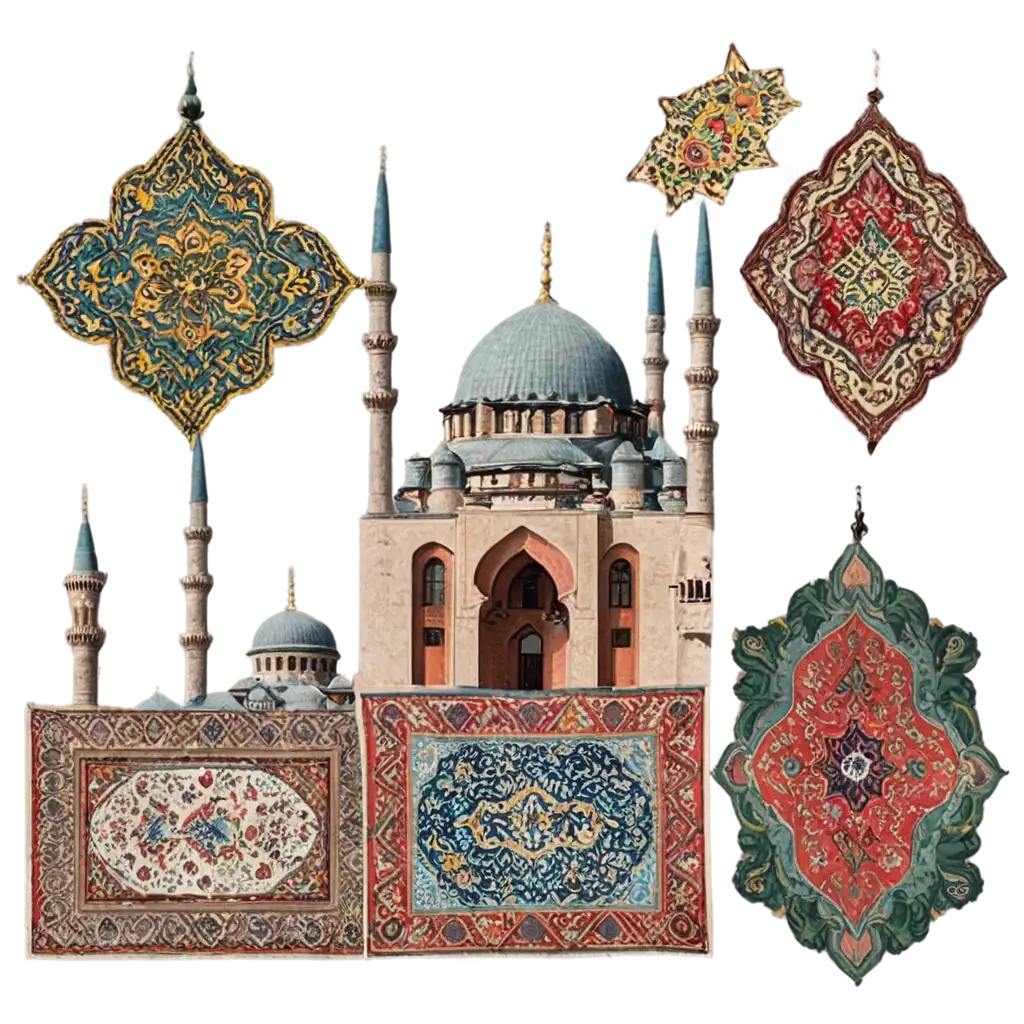 Pinterest-Collages-in-PNG-Format-Traditional-Suriye-Flag-Eminn-Mosque-Persian-Carpet-Patterns-and-Ethnic-Art-Elements