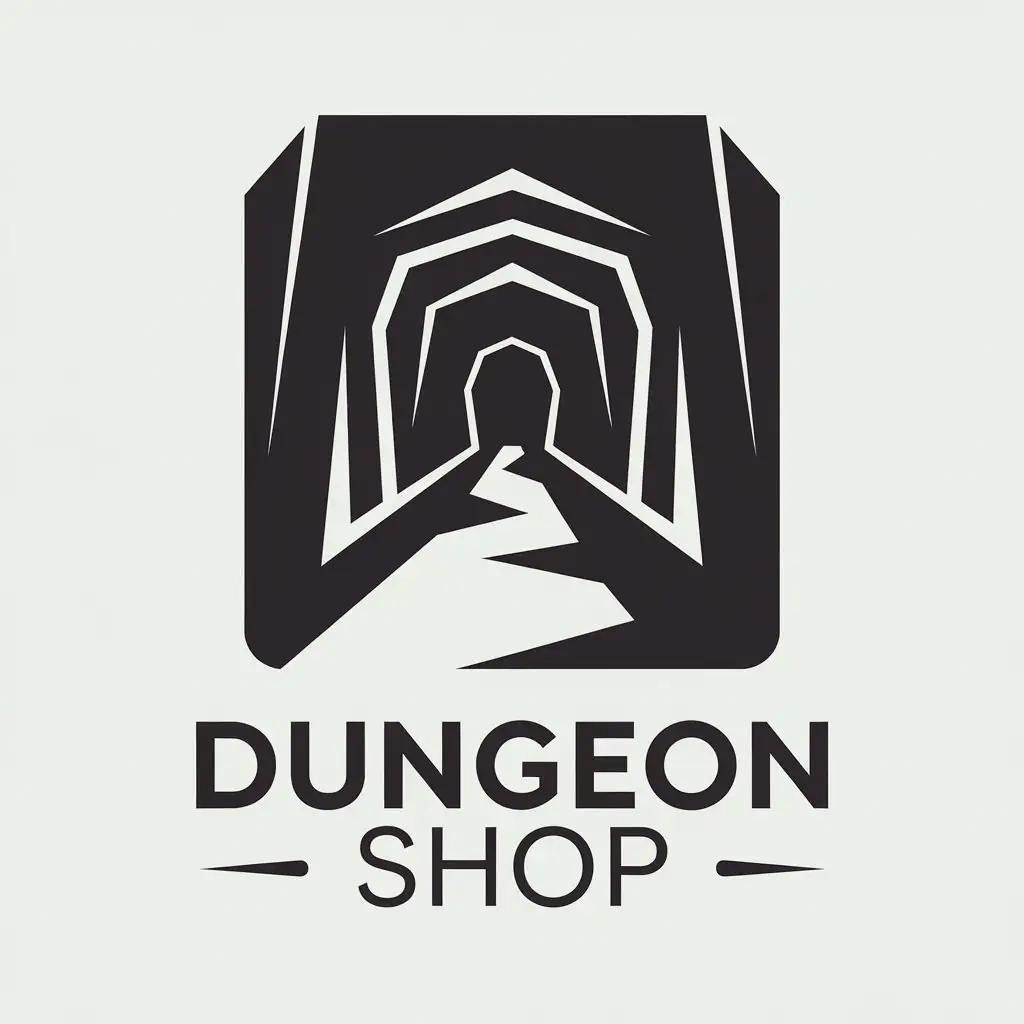 LOGO Design for Dungeon Shop Minimalist Dungeon Entrance with Winding Path Icon