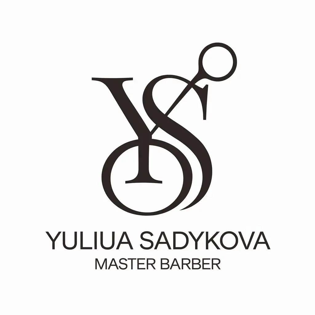 a vector logo design,with the text "Yuliua Sadykova master barber", main symbol:fashionable logo from letters YS,complex,be used in Beauty Spa industry,clear background