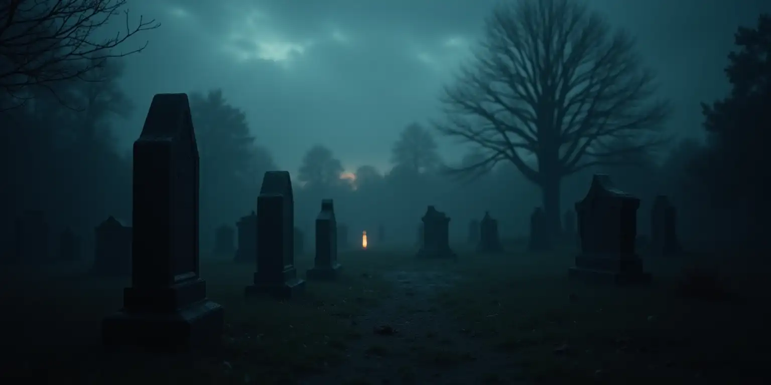 Eerie Beauty of a Haunted Cemetery at Dusk