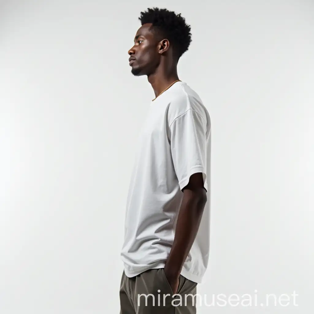 Fashionable Male Model in Oversized TShirt Studio Portrait