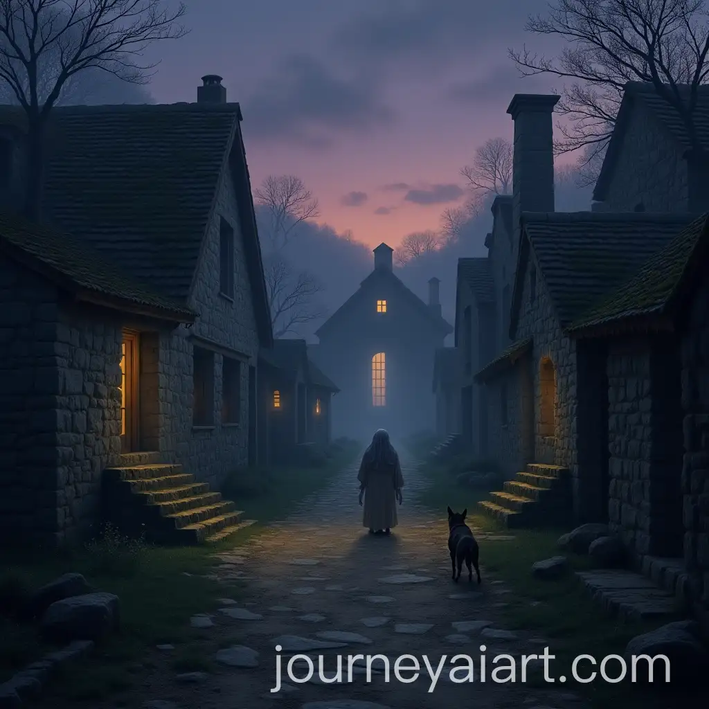 Mystical-Twilight-in-Ancient-Greece-with-Spectral-Figure-and-Enchanted-Settlement