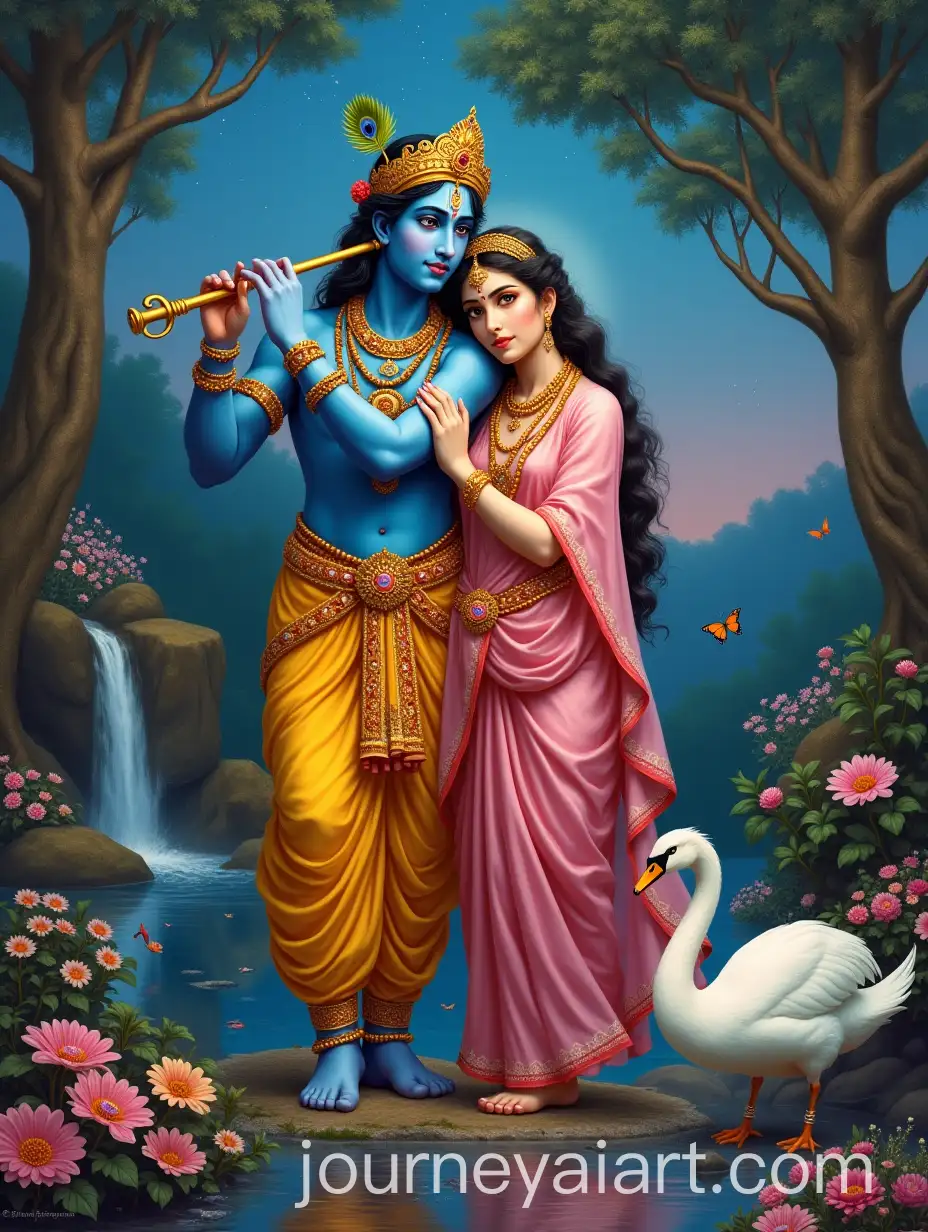 Krishna-and-Radha-in-a-Divine-Garden-with-Celestial-Elements
