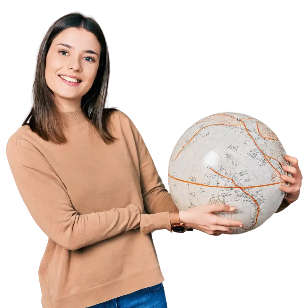 A model holding a big sphere