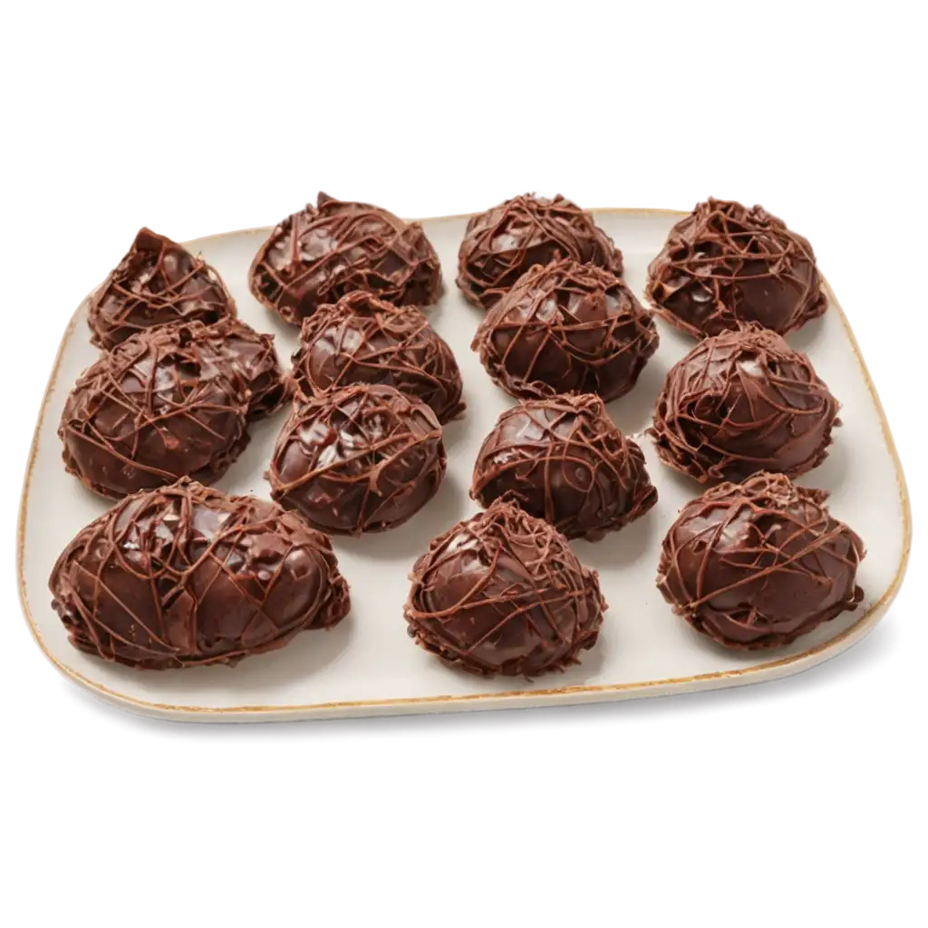 HighQuality-PNG-Image-of-a-Plate-with-Chocolate-Pastries-for-Multiple-Uses