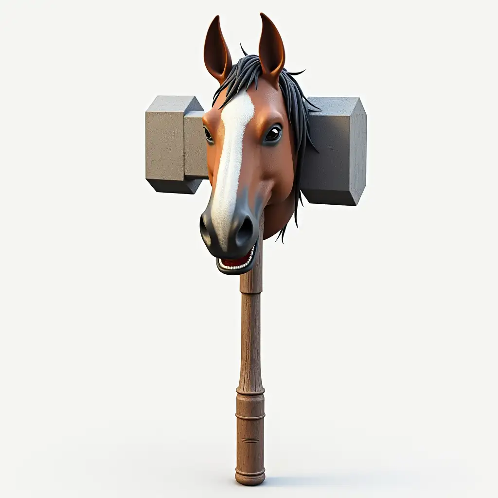 Sledge Hammer with head of a horse, model for blender, transparent background