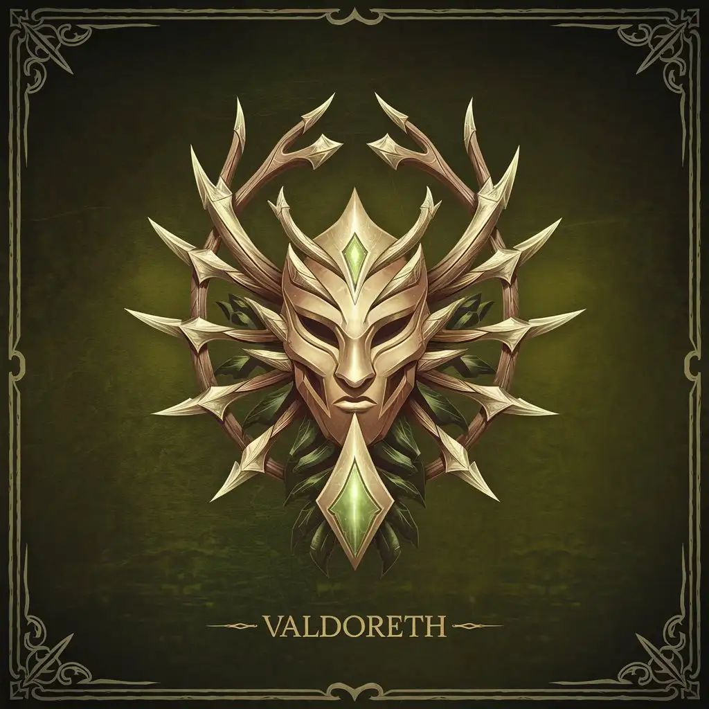 Elven Faction Crest Valdoreth Kingdom Emblem with Sylvan Mask and Fae Blades