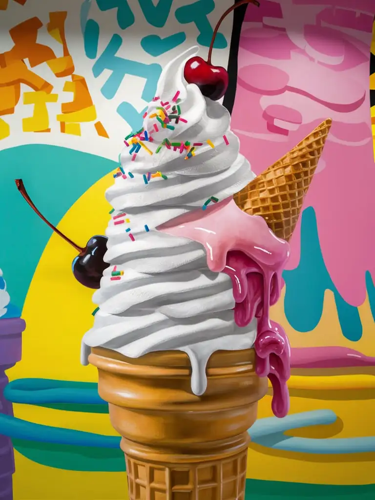 Colorful Soft Serve Ice Cream Mural