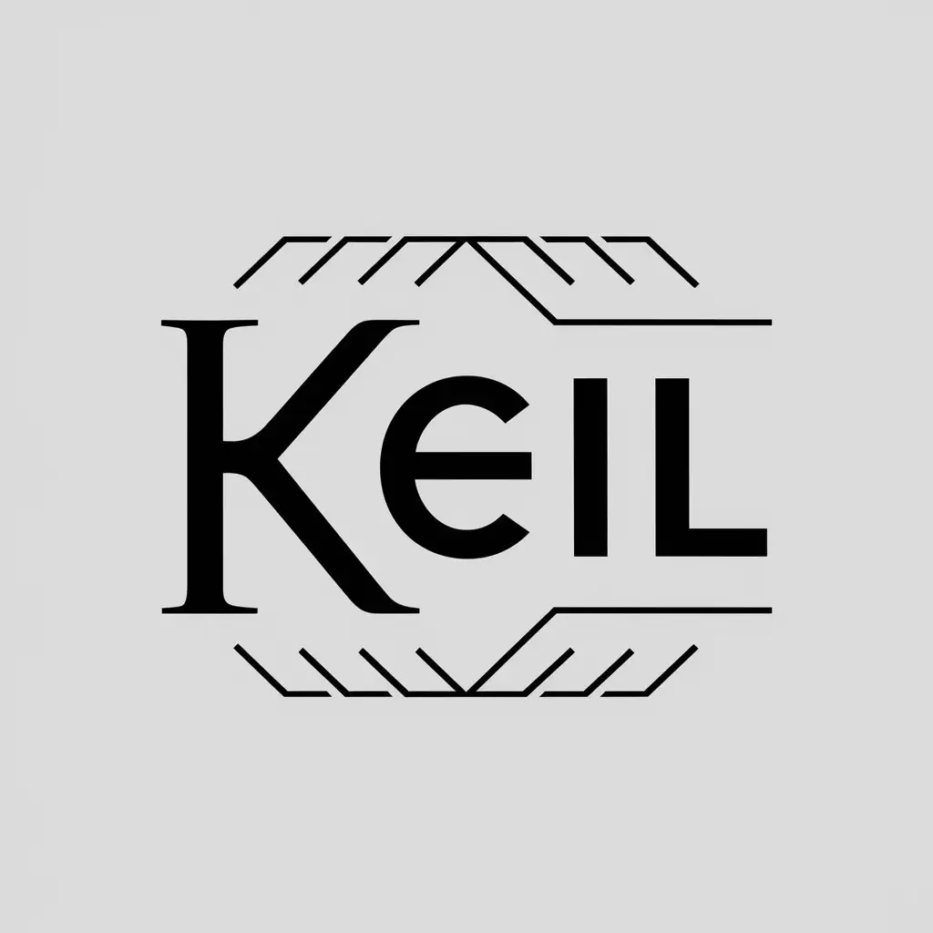 a vector logo design,with the text "keil", main symbol:codes,Minimalistic,be used in Technology industry,clear background