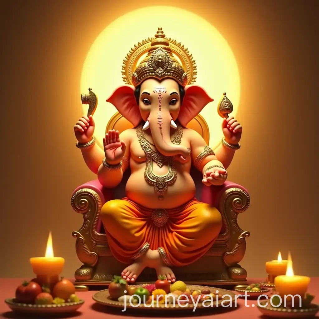AI-Art-Prompt-ExpansionLord-Ganesha-on-Ornate-Golden-Throne-with-Spiritual-Offerings-and-Divine-Aura
