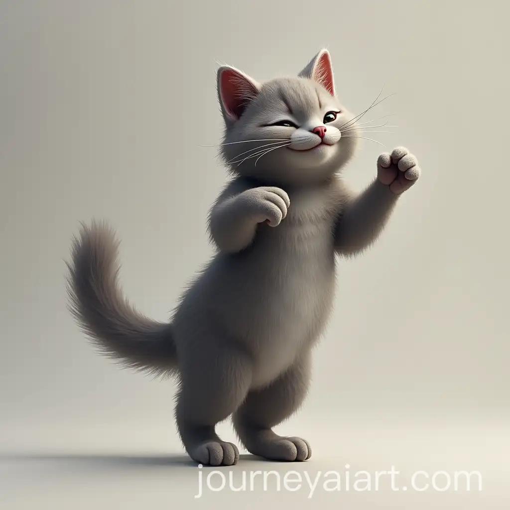 Realistic-Gray-Cat-Dancing-in-Motion