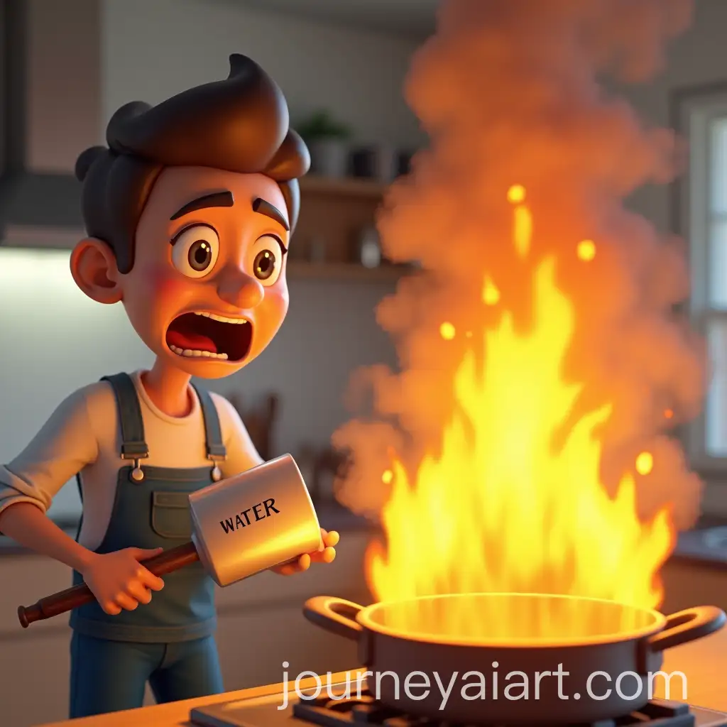 CartoonStyle-3D-Man-Facing-Grease-Fire-Disaster-in-Kitchen
