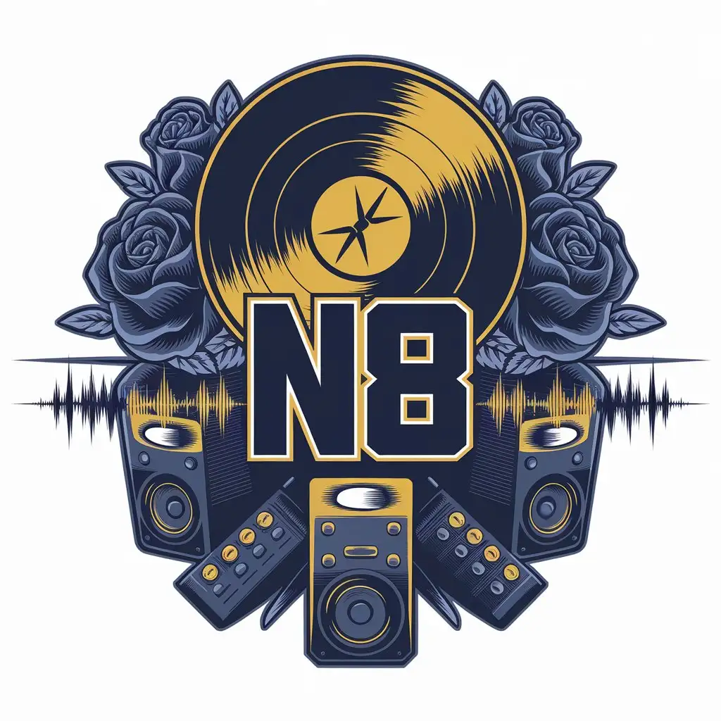 LOGO Design for N8 Vinyl Roses Waveforms Audio Equipment with Modern Technology Theme