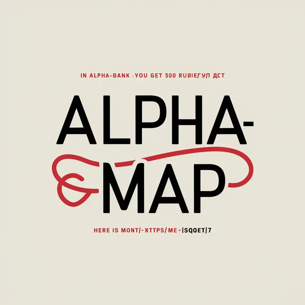 a vector logo design,with the text "Alpha- map", main symbol:In Alpha-Bank you get 500 rubles, if you sign up for Alpha-Card by my link. It's free, with supercashback up to 100% every month and another 5% in four categories of your choice. Here is my link: https://alfa.me/ISqeI7,Moderate,clear background