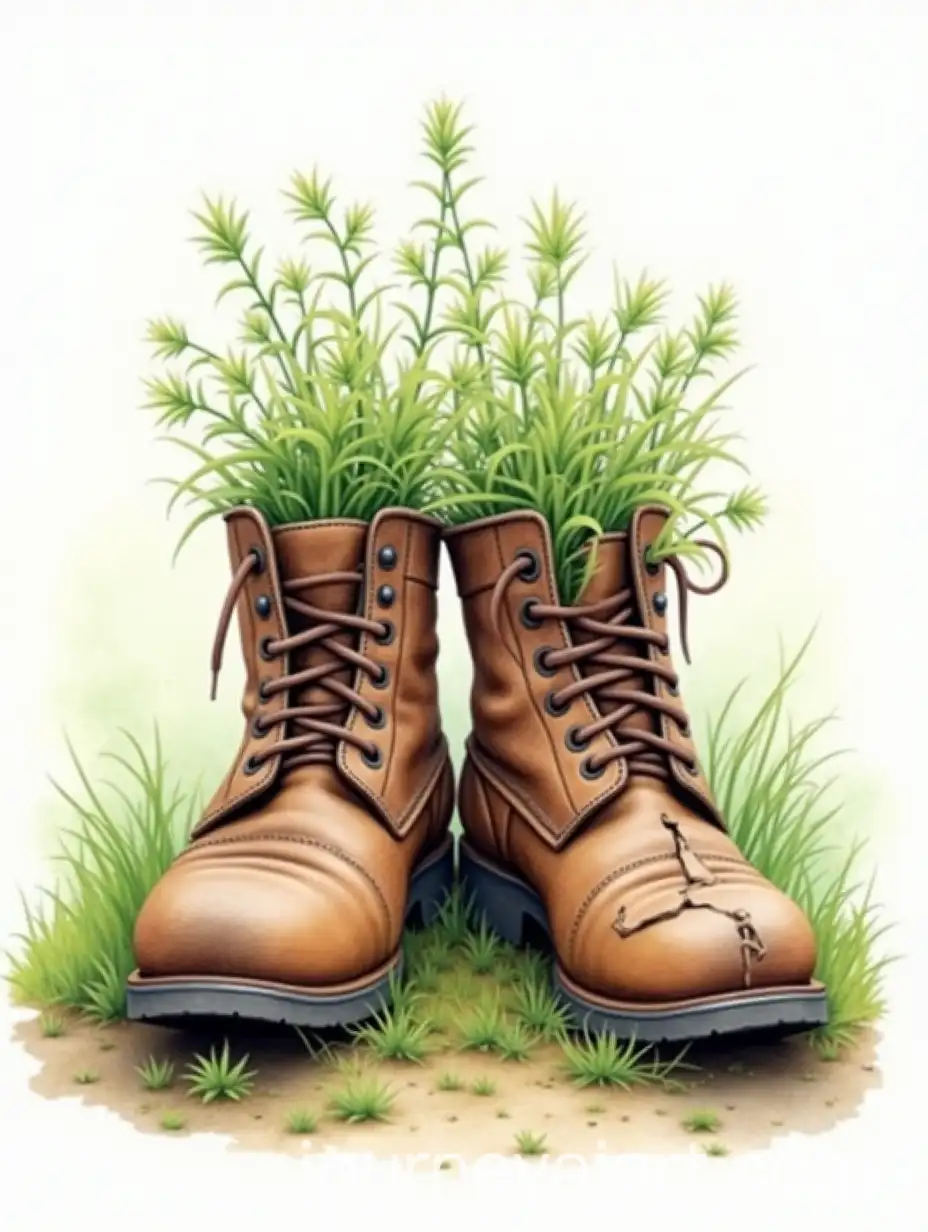 Weathered-Brown-Leather-Work-Boots-Surrounded-by-Lush-Garden-Growth