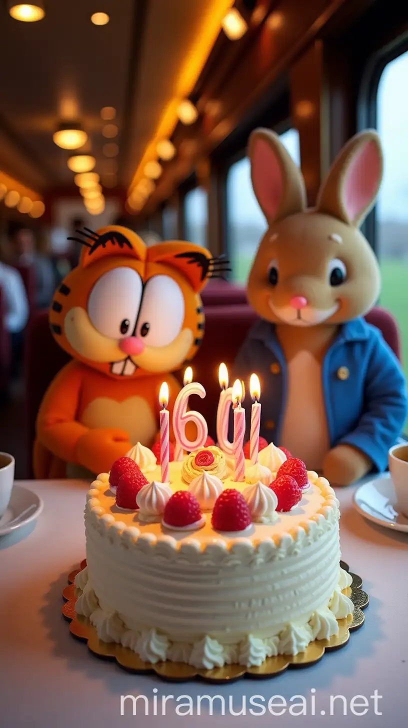 Luxurious Train Carriage Birthday Celebration with Garfield and Peter Rabbit