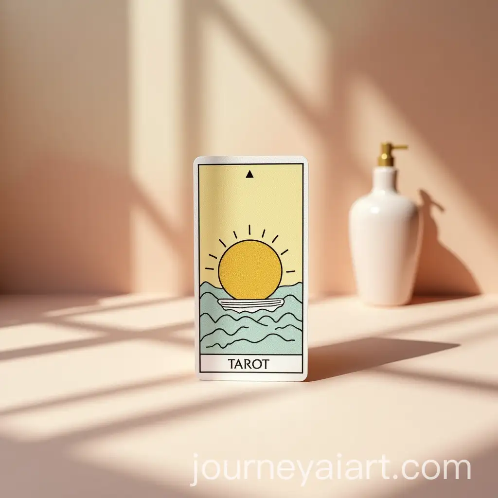 Boho-Chic-Tarot-Card-on-Serene-Pastel-Background-with-Sunlit-Room-Setup
