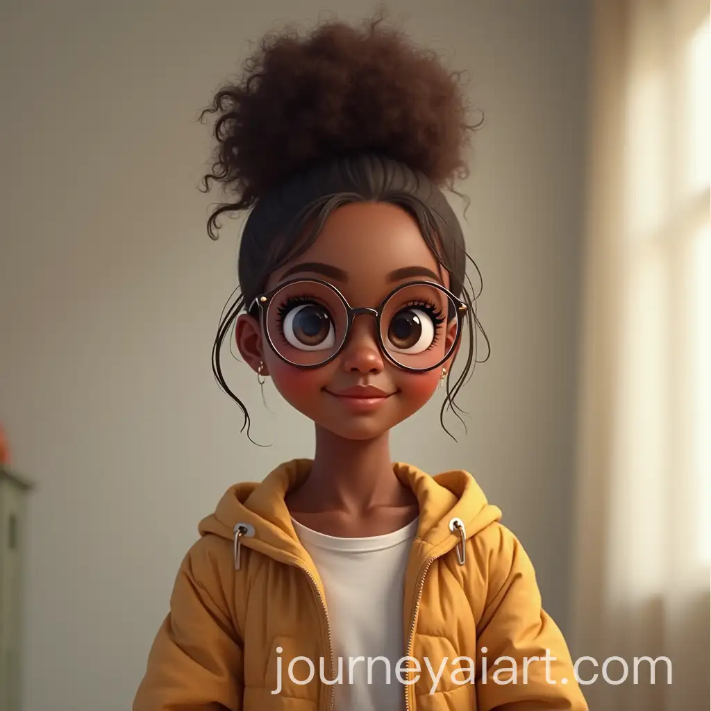 Confident-Black-Girl-in-Modern-Studio-with-Round-Glasses-and-High-Bun