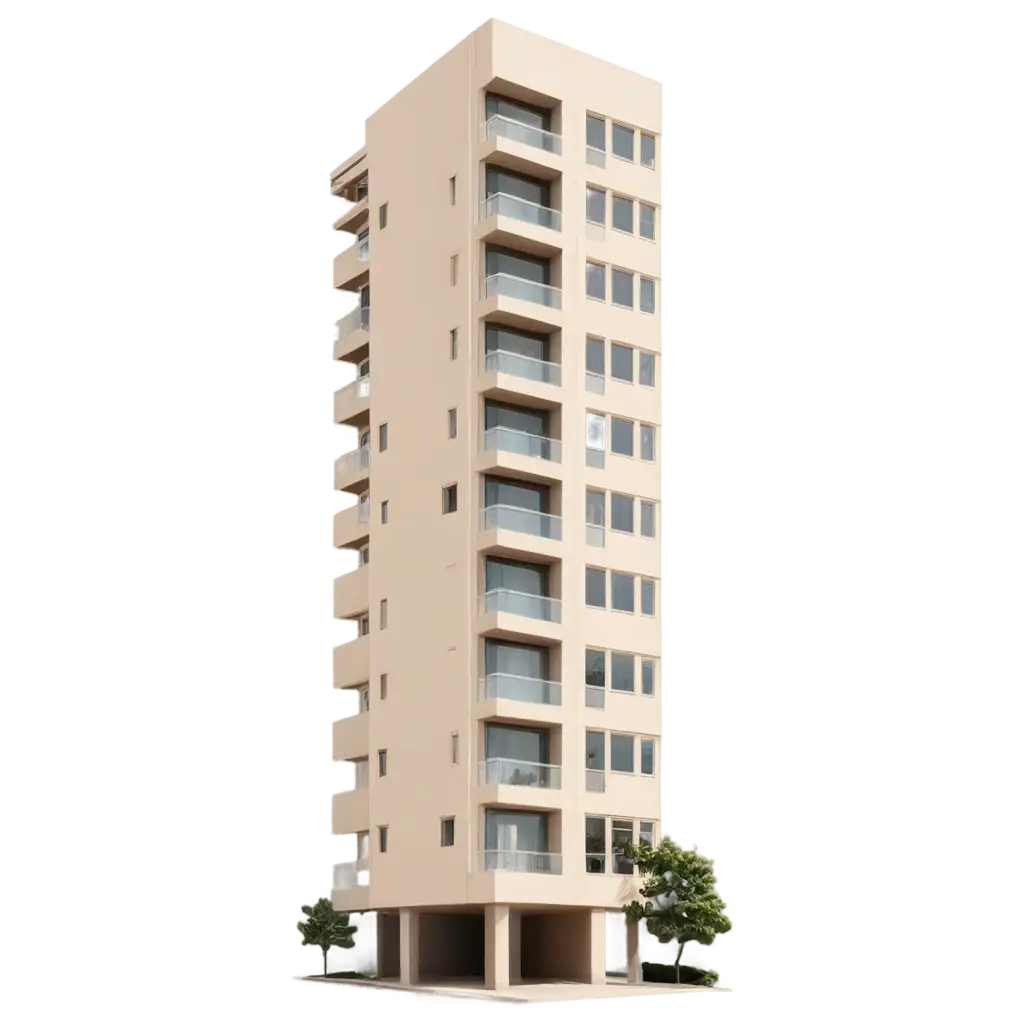 PNG-Image-OptimizationBeige-HighRise-Homes-Minimalistically-in-PNG-Format-for-Clear-HighQuality-Visualization
