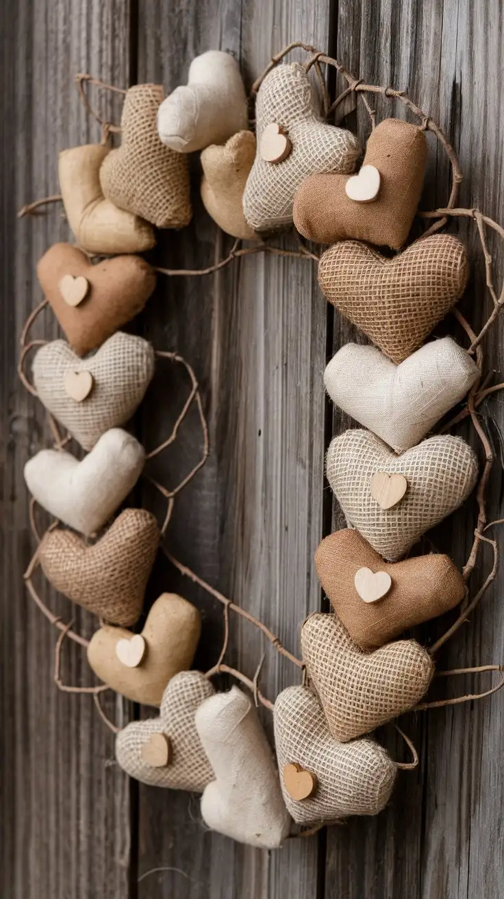 Rustic-Heart-Garland-with-Burlap-Hearts-and-Wooden-Buttons-in-Farmhouse-Style