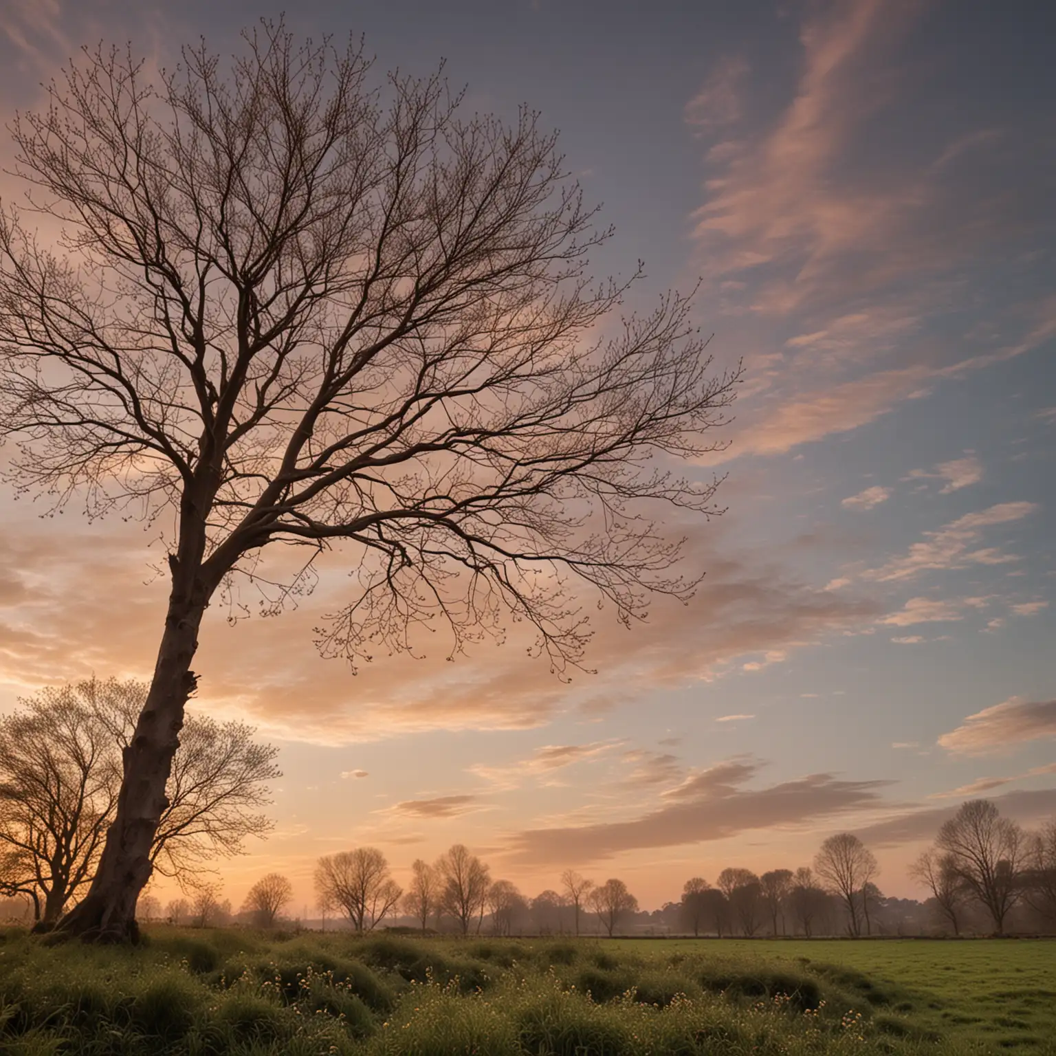 Tree Shedding Leaves at Twilight A Symbol of Renewal and Change