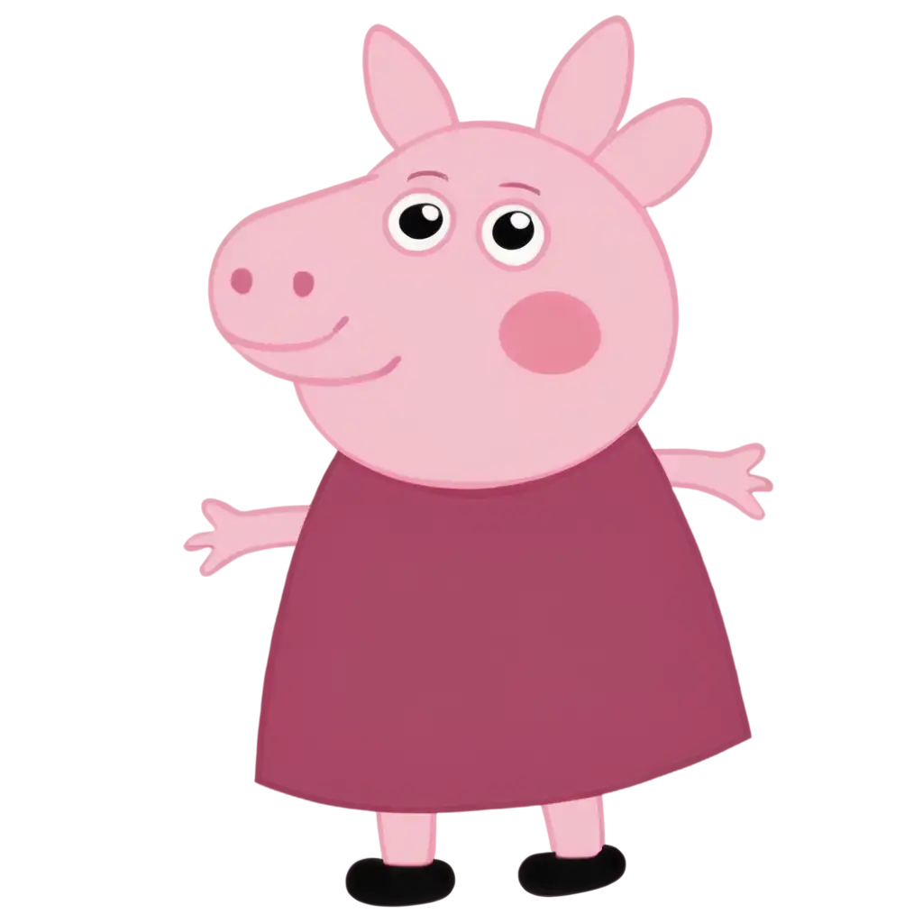 Peppa-Pig-with-Pink-Dress-PNG-Image-Delightful-Character-Illustration-for-Various-Uses