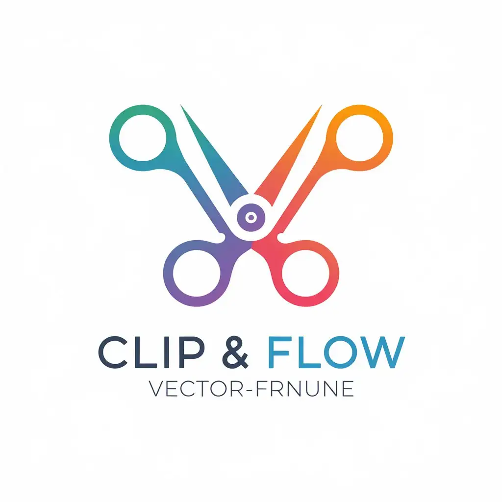 LOGO Design for Clip Flow Minimalist W Scissors with Video Reel Theme