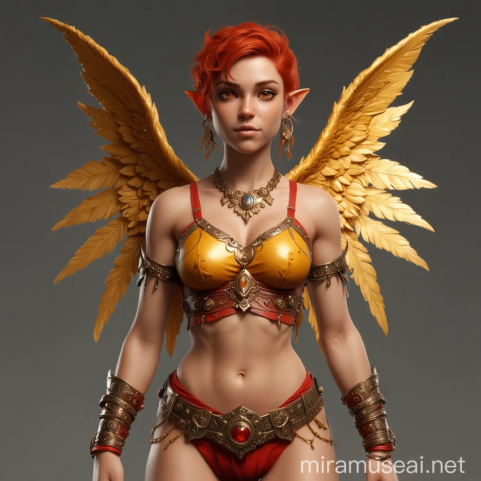 Assertive Elf Woman with Angel Wings in DD Style