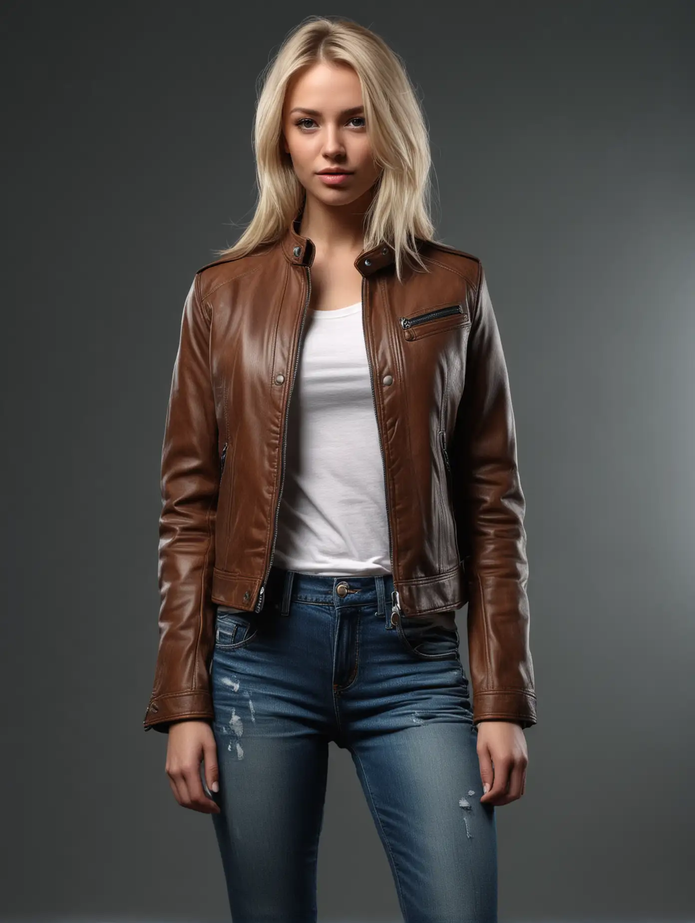 Serious-Model-in-Brown-Leather-Jacket-and-Blue-Jeans-Full-Body-Photo-Shoot