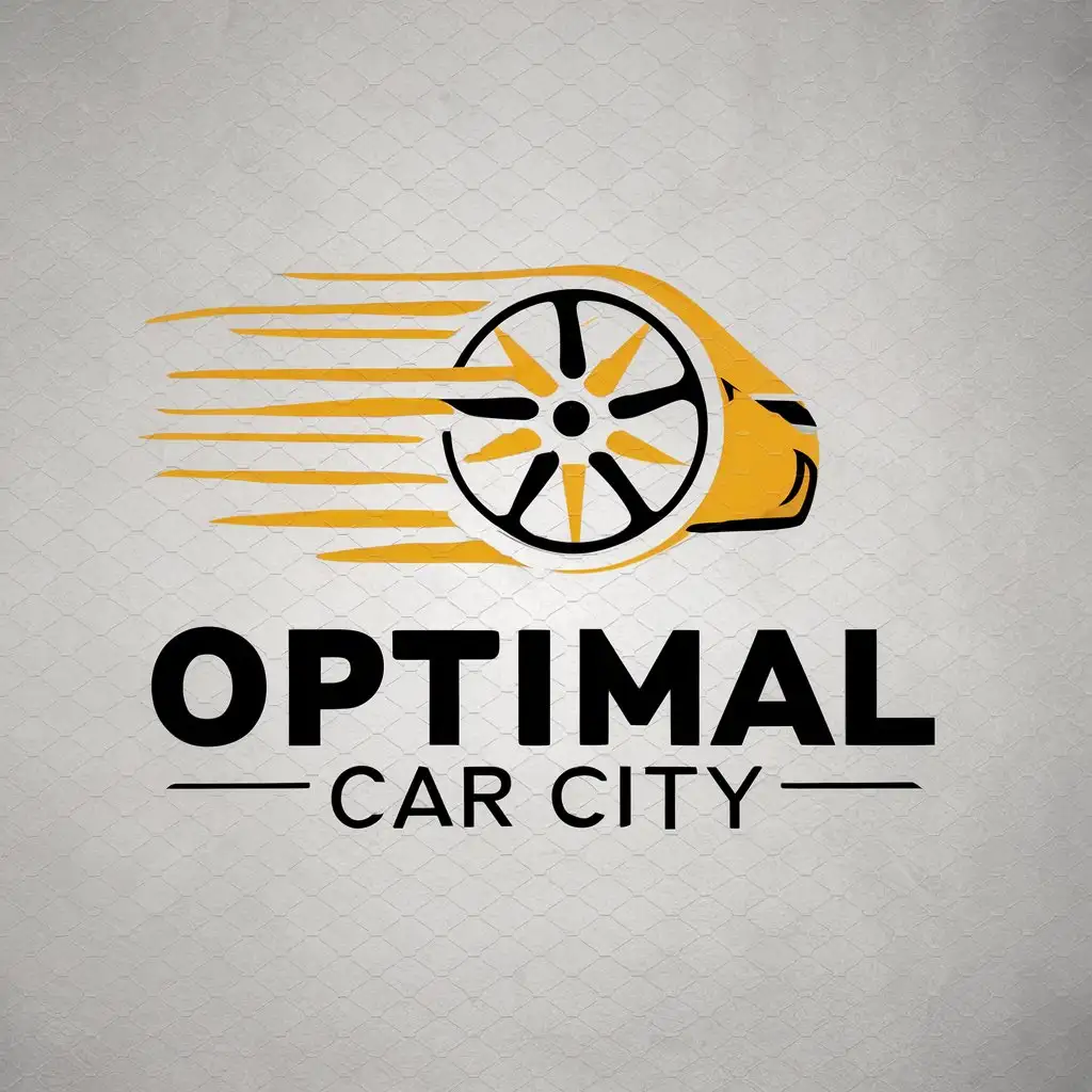 a vector logo design,with the text "Optimal car city", main symbol:Yellow fast wheel in the haze,Moderate,be used in Others industry,clear background