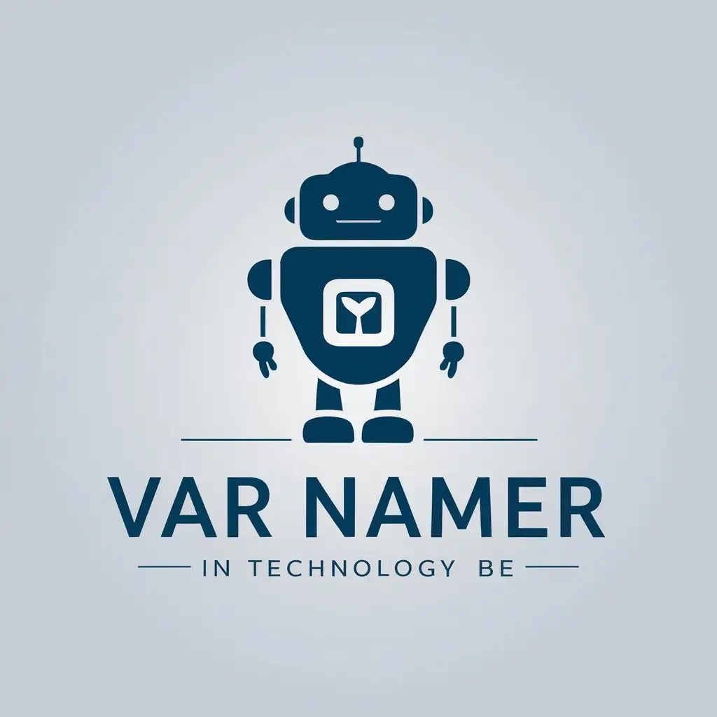 a vector logo design,with the text "Var Namer", main symbol:robot,Moderate,be used in Technology industry,clear background