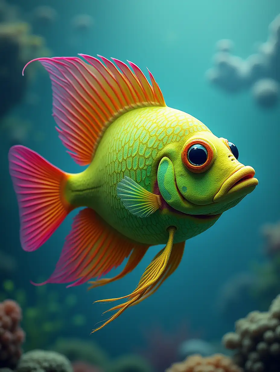 magenta and lime green fish